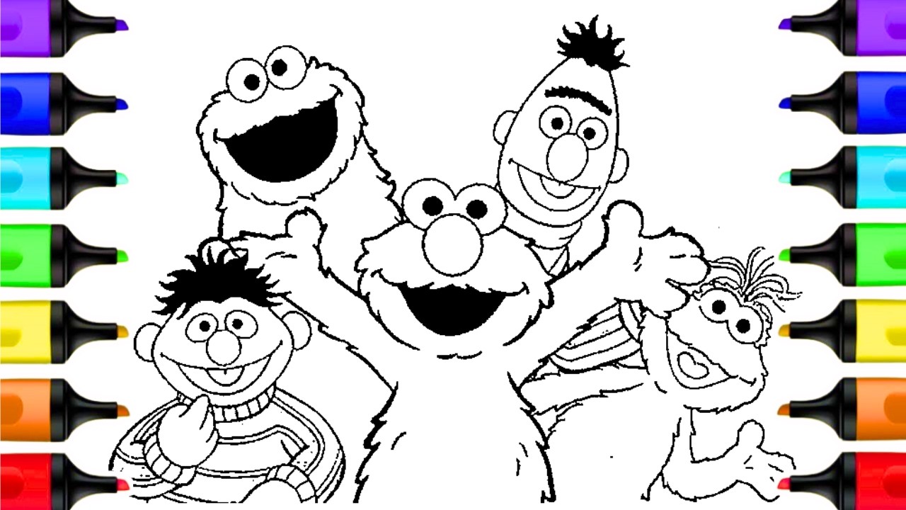 Elmo, Cookie Monster, Bert & Ernie Sesame Street Coloring Pages | Sesame Street Coloring Book Videos - YouTube elmo-cookie-monster-bert-ernie-sesame-street-coloring-pages-sesame-street-coloring-book-videos-youtube