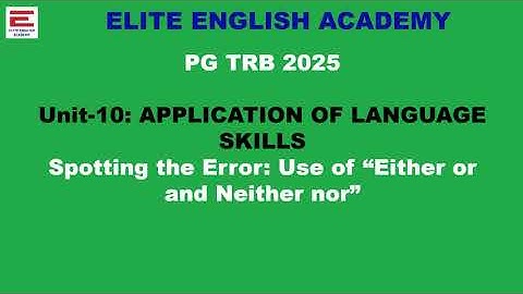 PGTRB 2025 English Literature Unit10  Spotting the Error