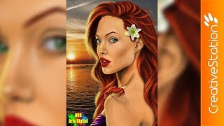 La Sirenita Ariel / Angelina Jolie /  - Speed Painting (#Photoshop) | CreativeStation screenshot 2