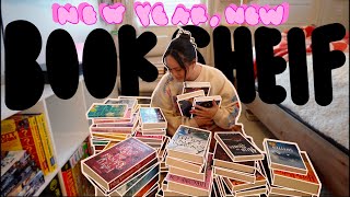 organize my bookshelves with me!! (bookshelf tour + book embossing)