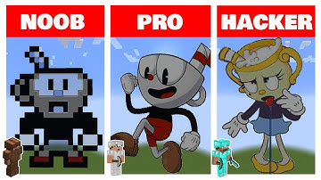 THE CUPHEAD SHOW  Art in Minecraft - How to Draw? NOOB vs PRO vs HACKER