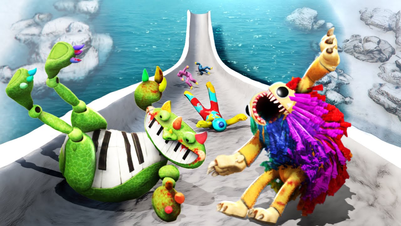 GTA 5 Poppy Playtime Squad Snow Slide Ragdolling and Jumps