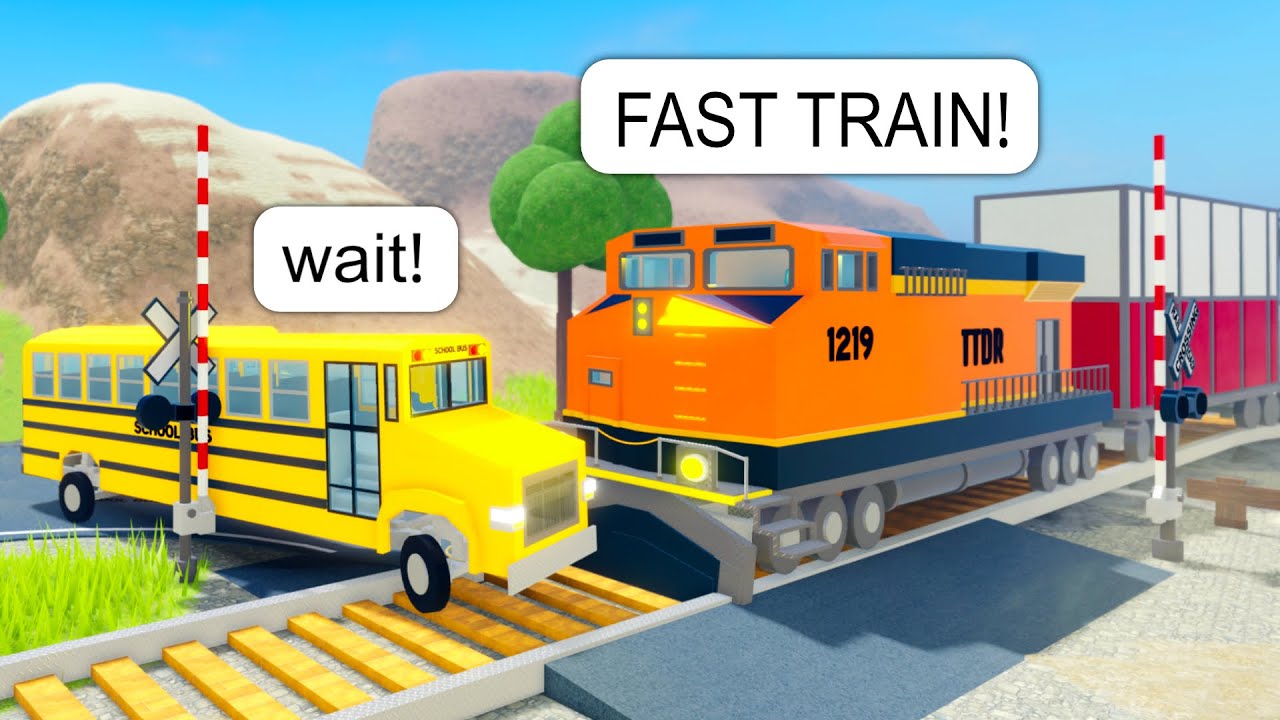I Drive Long Train FAST on Roblox BUT Crash Into Parked School BUS