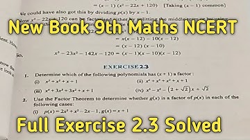 Class 9 Maths | Chapter 2 | Exercise 2.3 | Polynomials | NCERT New Book
