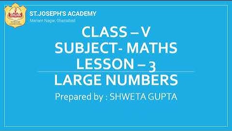 Class 5, Mathematics, Chapter 3, Large Numbers by Shweta Gupta