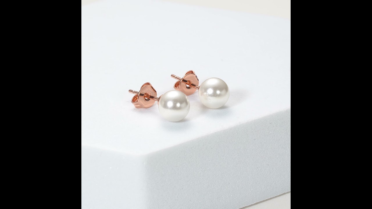Rose Gold Shell Pearl Earrings by Philip Jones Jewellery