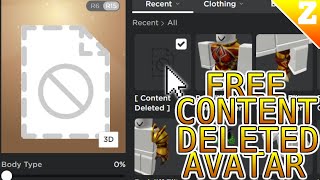 The FREE CONTENT DELETED AVATAR GLITCH! (ROBLOX)