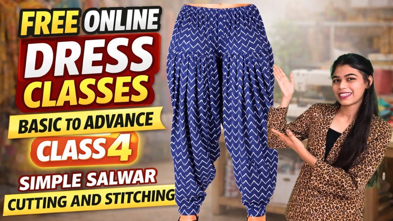 Simple Salvar Simple salwar full cutting and stitching ( class 4) - YouTube