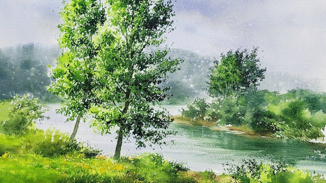 포플러가 있는 풍경/Landscape with Poplars [풍경 수채화/Landscape Watercolor]