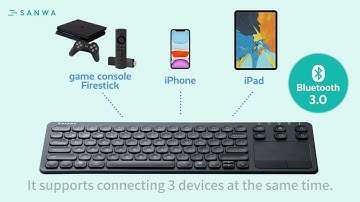 SANWA Multi-Device Bluetooth Keyboard with Touchpad |  Windows Mac iPad Android - GSKBBT066/W