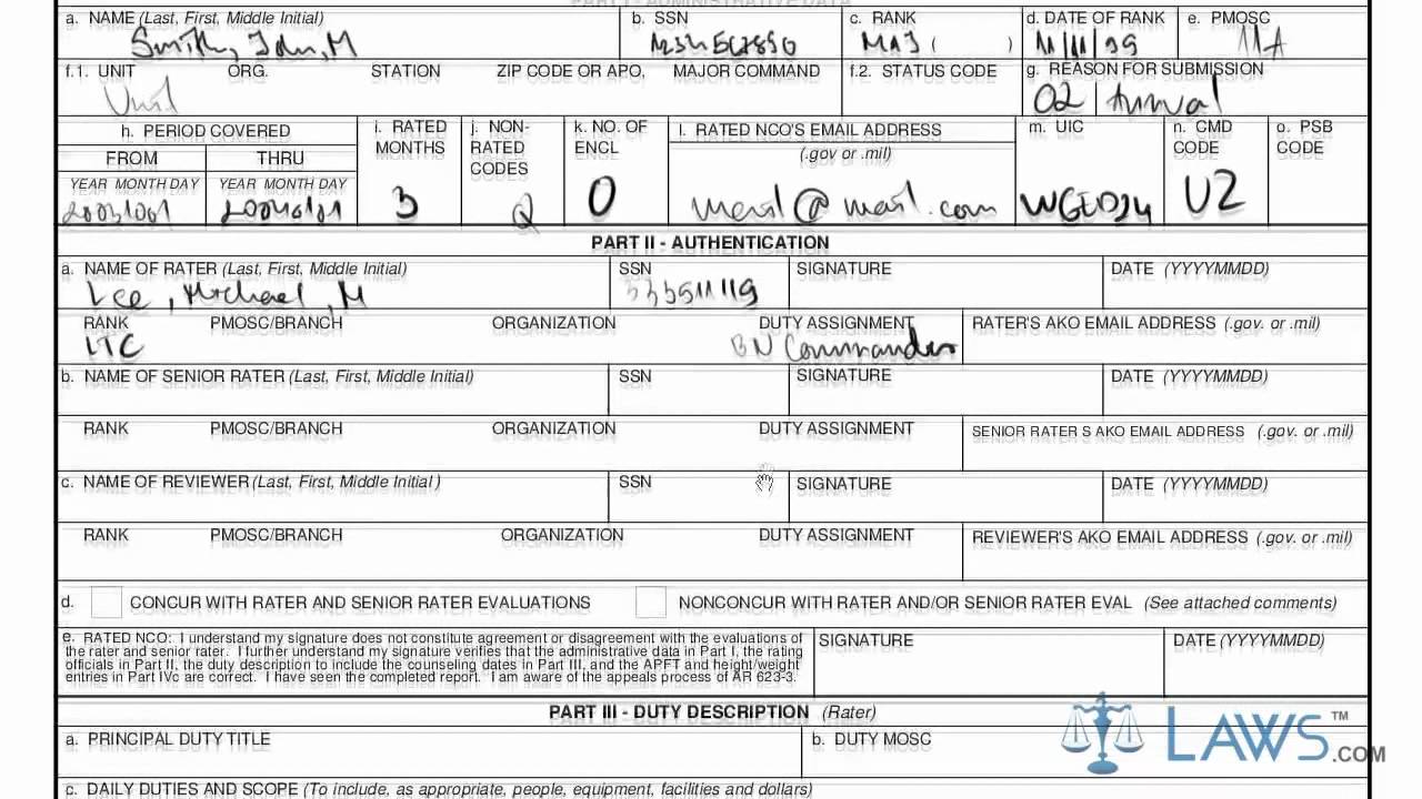 blank ncoer form