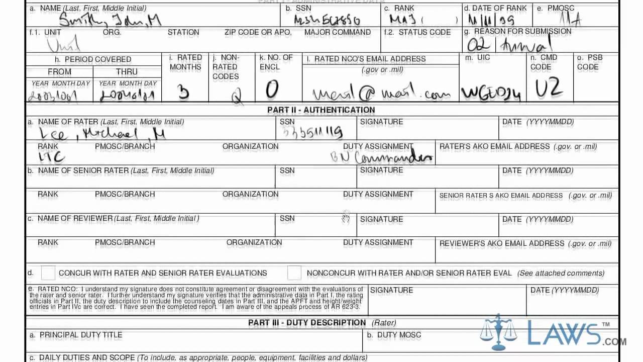 how to fill the DA form 2166 8 NCO Evaluation Report - YouTube how to fill the DA form 2166 8 NCO Evaluation Report - YouTube
