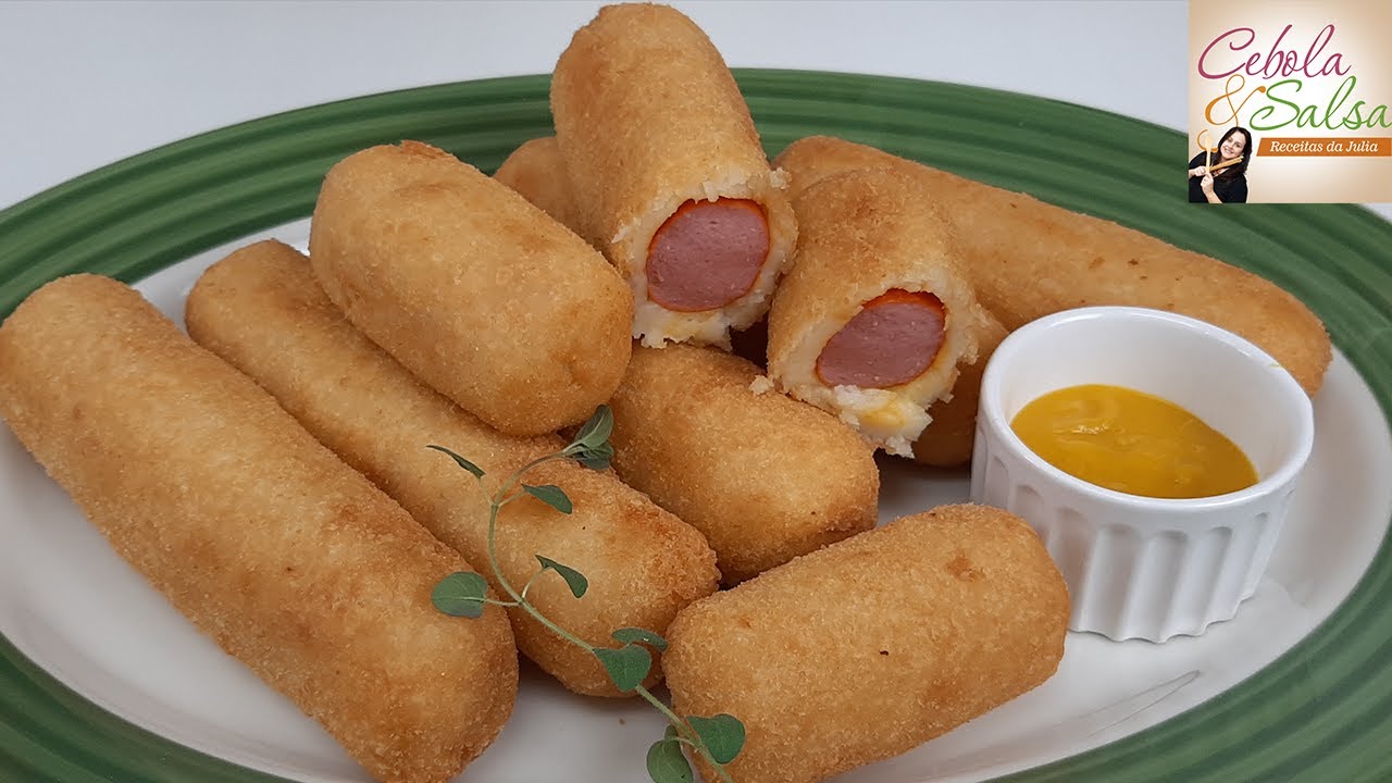 SALSICHA EMPANADA FRITA - SEQUINHA, CROCANTE E DELICIOSA | Cebola e Salsa