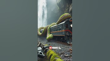 Nature Travel I python creeping on a carriage  with beautiful waterfalls #trending  #python