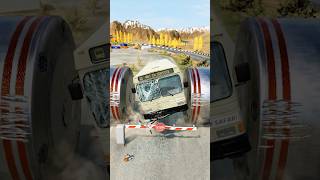 Cars &amp; Ambulance Van vs Chained Hydraulic Bollards Barrier Crash - BeamNG.drive #1 #beamngdrive