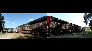 Trains In Coming Going Views
This is a video I made of 3 trains made with 2 cameras facing in each direction of the trains coming and going and was edited together to make a one screen wide view. Trains In Coming Going Views