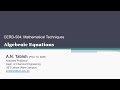 Algebraic Equations (1/2)