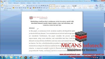 Optimizing a multi product continuous review inventory model- IEEE PROJECTS 2018
