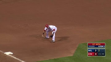 MIL@CIN: Suarez stays with the play, gets Sogard