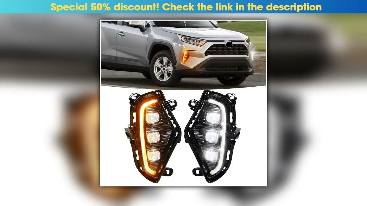 LED Fog Lights For Toyota RAV4 2019 2020 2021 Daytime Running Lamps DRL White Yellow Turn Signal