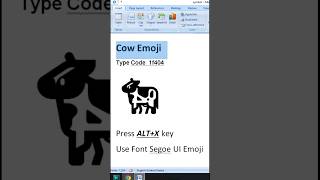 Cow Emoji in Ms Word #code #computerthecourse #viral #shorts #ytshorts