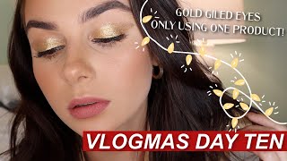 Celebrity VLOGMAS: Full Glam Holiday Makeup - Giled Gold Eyes Tutorial || EJB Profile