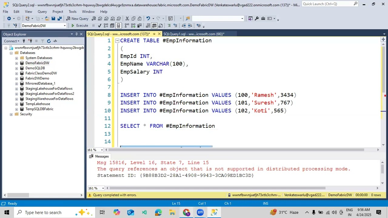 Basic Overview On How to Connect Fabric Data Warehouse using SSMS in Microsoft Fabric
