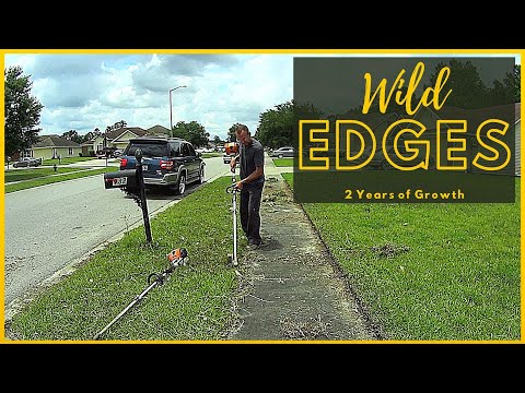 How To Edge Grass Off a Sidewalk / Driveway - Edging Grass - Stihl Stick Edger