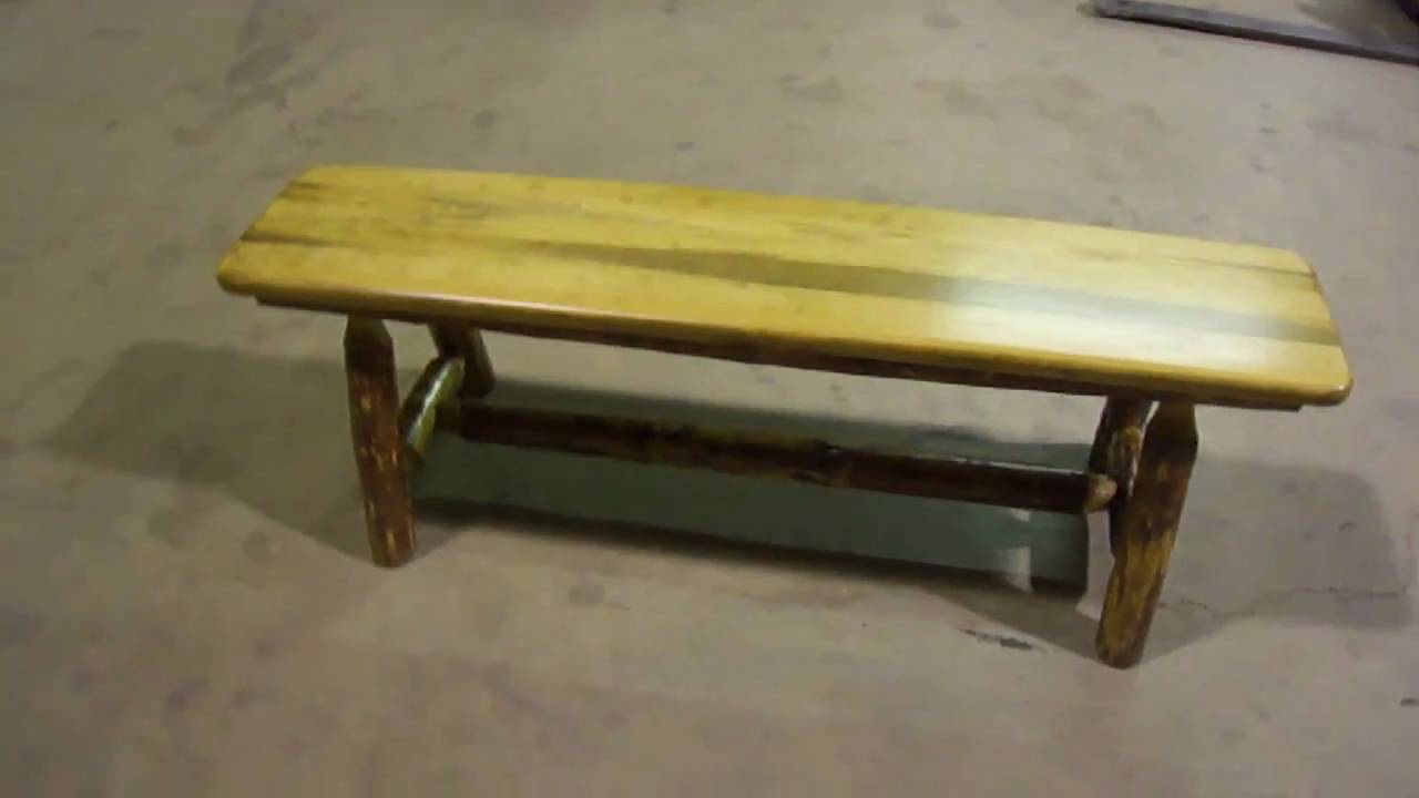 Amish Made Glacier Country Log Furniture Plank Bench by Montana Woodworks