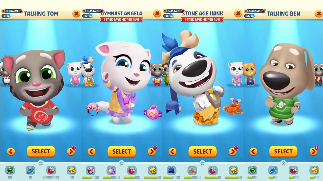 Talking Tom Gold Run : Talking Tom Vs Gymnast Angela Vs Stone Age Hank Vs Talking Ben Gameplay