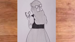 Draw a fairy tale girl with butterfly easy drawing for beginners 