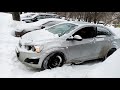 Chevrolet Aveo T300 стартует из снежного плена