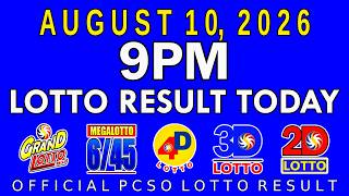 9pm Lotto Result Today August 10 2026 PCSO