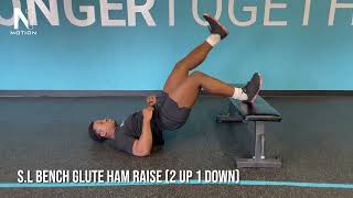 Single Leg Bench Glute Ham Raise: 2 up 1 down