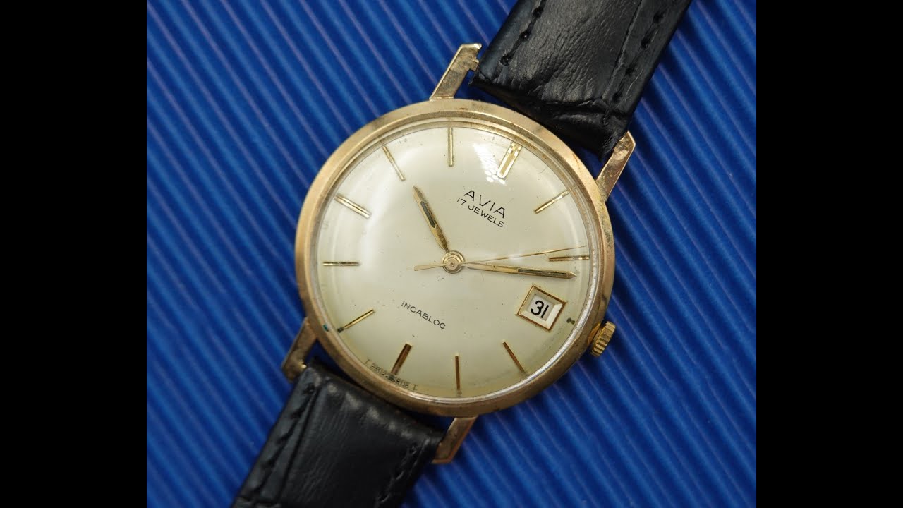アヴィア　ゴールド　腕時計 1966 Avia Incabloc men's vintage watch with manual wind movement