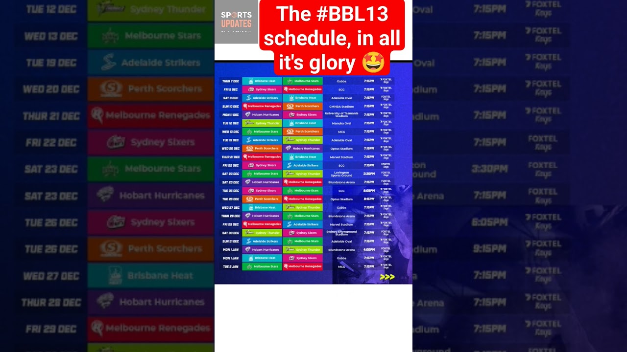Big Bash League 2022-23 Schedule 