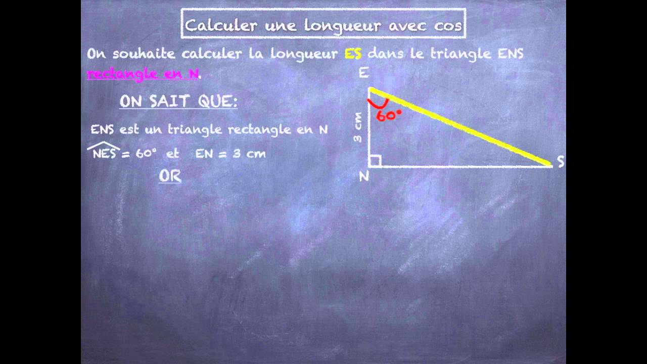 Calculer Le Coté D un Triangle Calcul de la longueur d'un côté d'un triangle avec le cosinus - YouTube