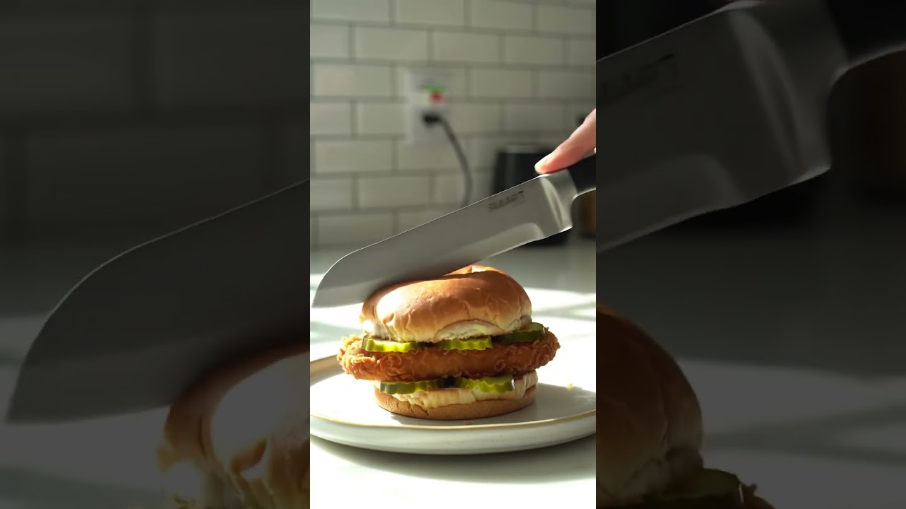 Chick-fil-A Chicken Sandwich Satisfying Cut | Crispy Juicy ASMR with Smart Knife