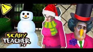 Hacemos un muñeco de nieve y la maestra se lleva sorpresa al golpearlo, simulador | Scary Teacher 3D screenshot 4