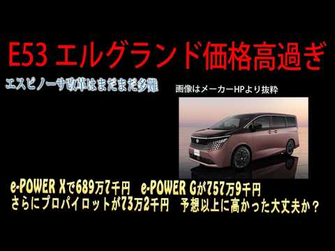 【日産復活？】E53 エルグランド価格判明とプロパイロットが73万2千円でフル盛は1000万オーバーッポイ