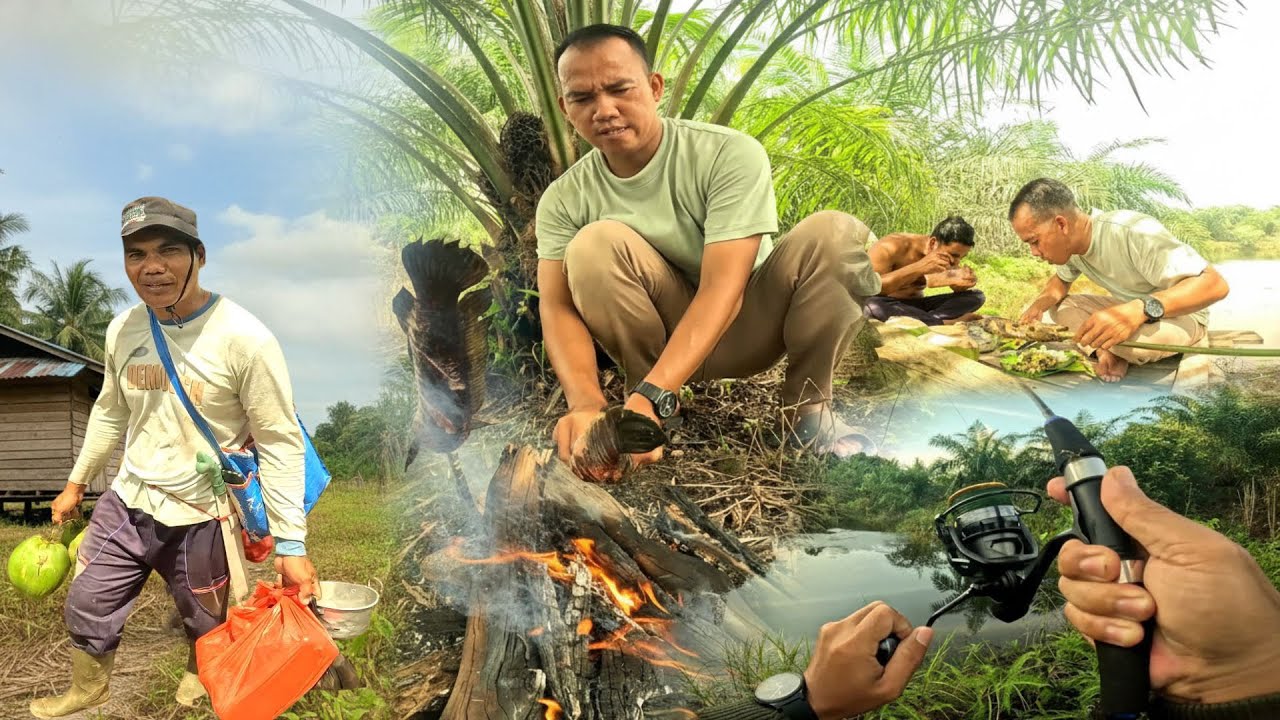 MANCING IKAN LANGSUNG DIMASAK DAN MAKAN DIKEBUN ‼️ CATCH AND COOK SNAKEHEAD FISH