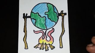 warming global drawing poster easy sketch children earth save paintingvalley environment drawings explore pencil