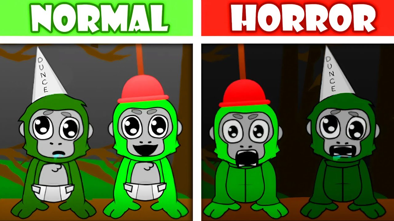 Sprunki Gorilla Tag - BABY BANANA NORMAL VS HORROR | BONUS Characters