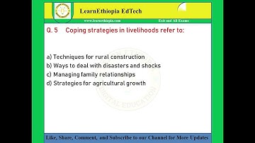 Rural Livelihoods and Social Welfare | Model Exit Exam Questions for RDAE Exit Exam
