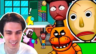 БАЛДИ, АМАНДА И ФНАФ VS АМОНГАСИКИ ! - Mini Crewmates VS Baldi [Amanda The Adventurer] + FNAF