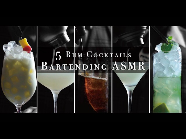 【Bartending ASMR】Five Rum Cocktails｜When the World Goes Quiet, Only Bartending Sounds Remain｜