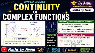 Continuity of Complex Function | δ-ε Definition, Properties, Theorem with Proof & Solved Example