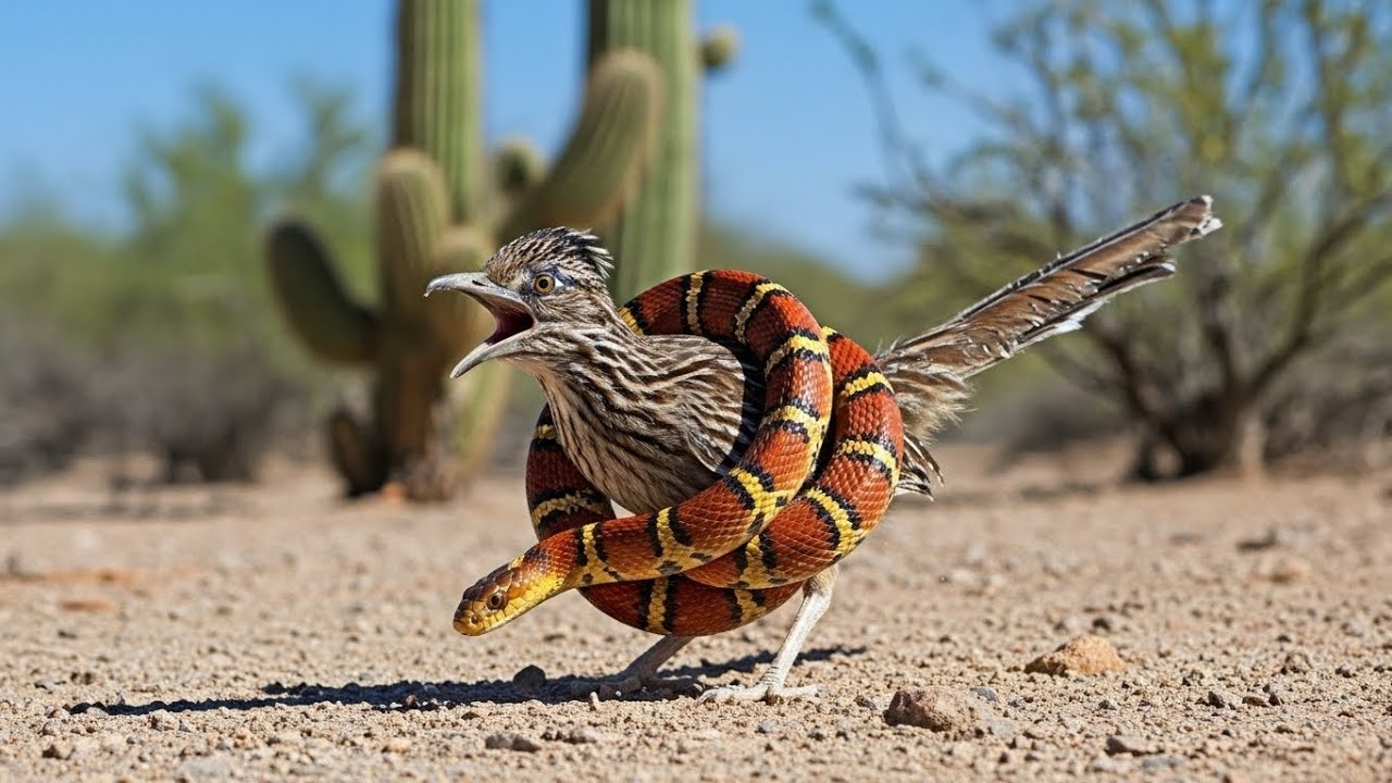 Roadrunners vs Coral Snake! Nature’s Deadliest Standoff.