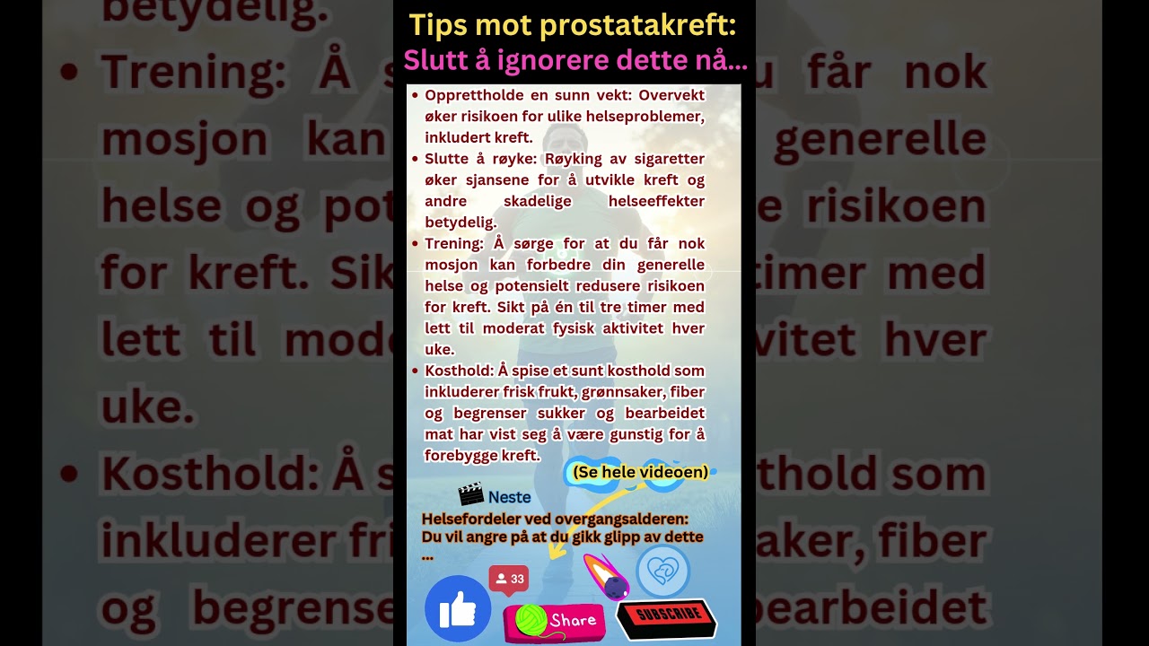 Forebygging av prostatakreft: Ikke ignorer denne velprøvde livsstilsplanen for kosthold, vekt og
