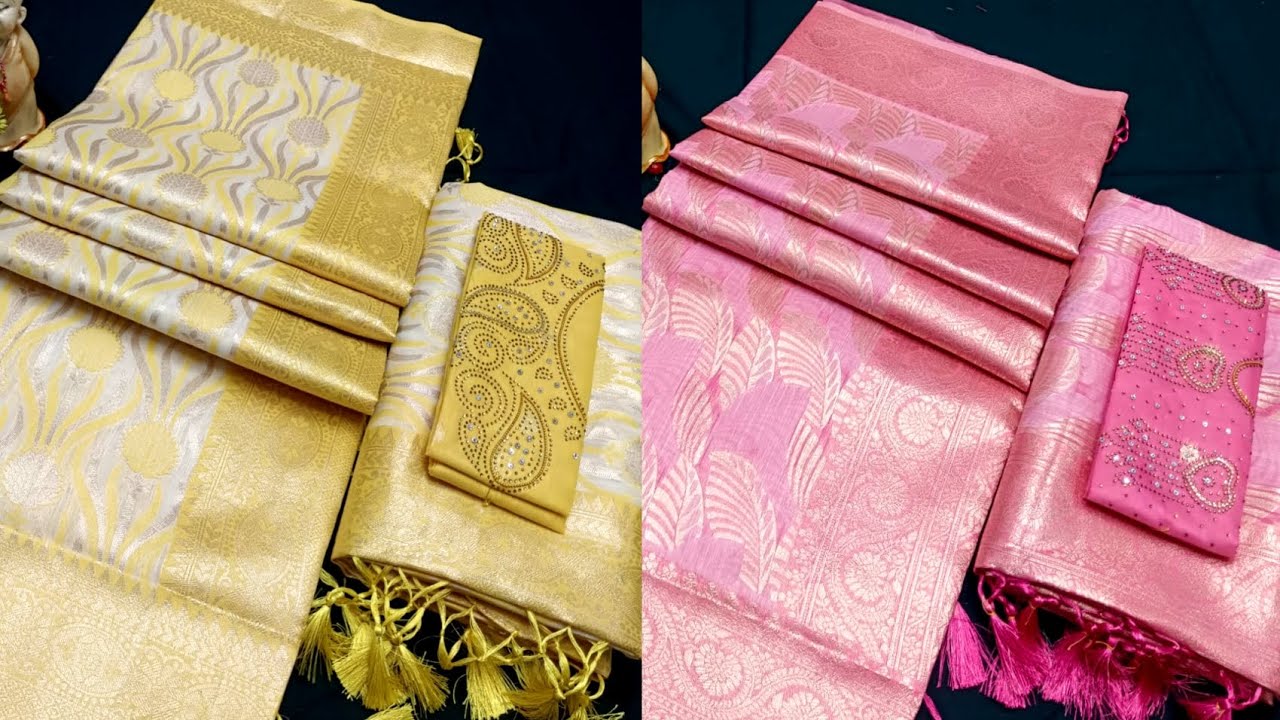 Fancy bridal cotton sarees with work blouse||New collection 